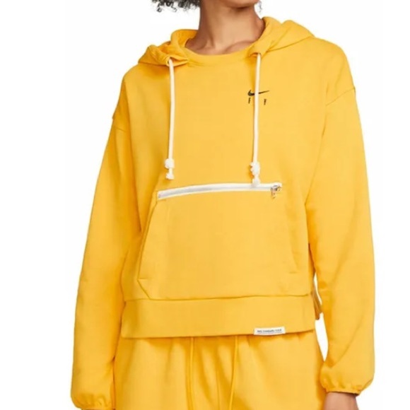 Nike Dry Fit Swoosh Fly Standard Issue Basketball Hoodie Yellow Ochre Size L - Picture 12 of 12